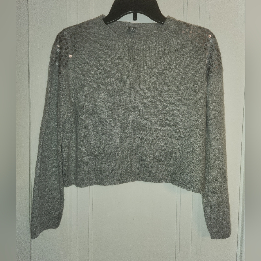 ZARA ANGORA WOOL BLEND KIDS GIRL'S SEQUINED CROPPED SWEATER 13-14